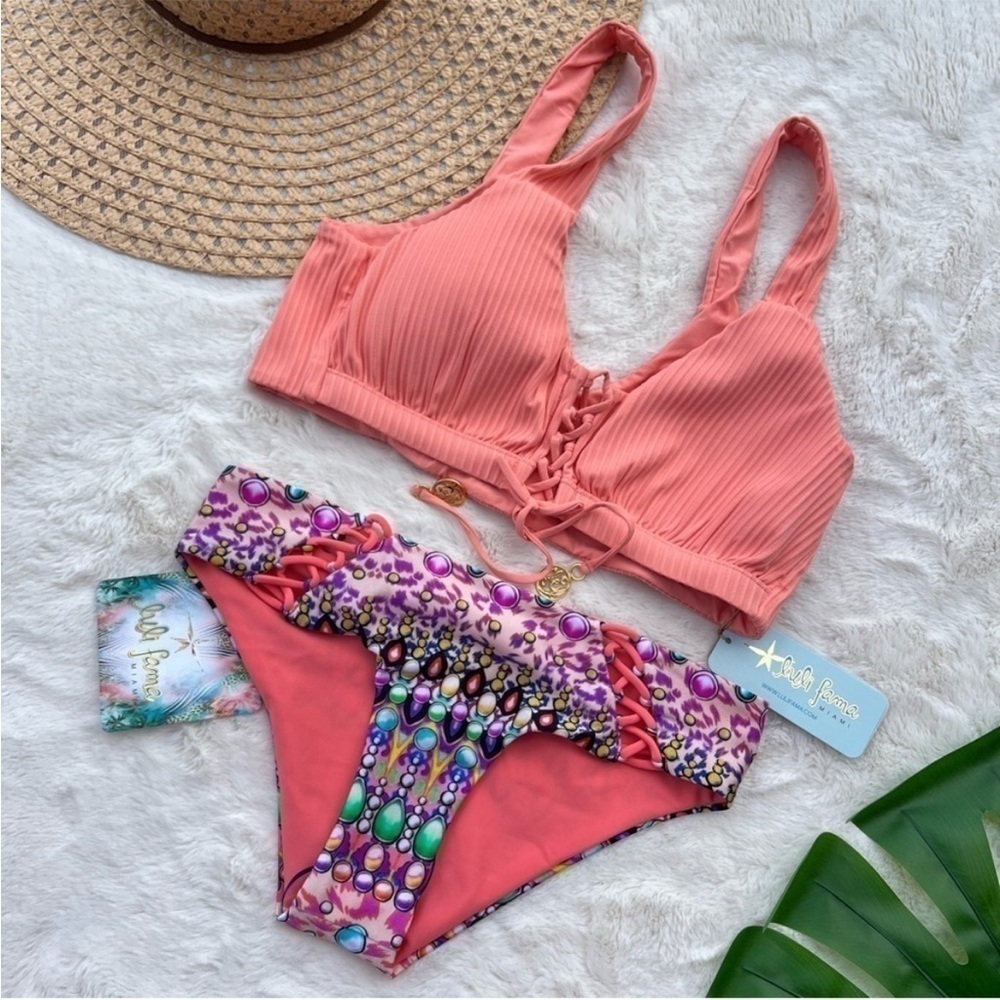 Luli Fama Lace Up Bralette and Lil Gem Lace Up Bottom